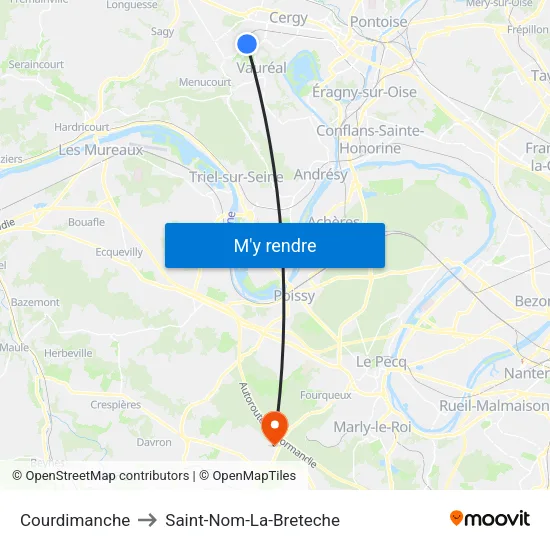Courdimanche to Saint-Nom-La-Breteche map