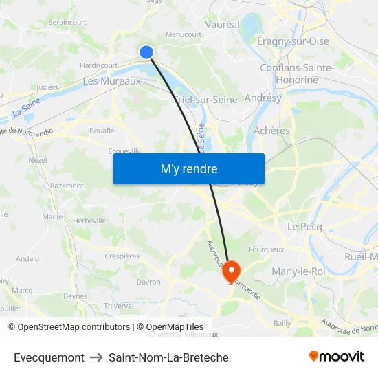 Evecquemont to Saint-Nom-La-Breteche map