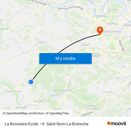 La Boissiere-Ecole to Saint-Nom-La-Breteche map
