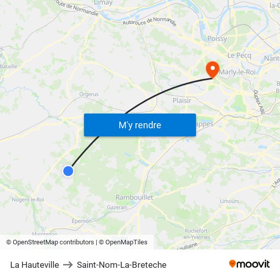 La Hauteville to Saint-Nom-La-Breteche map
