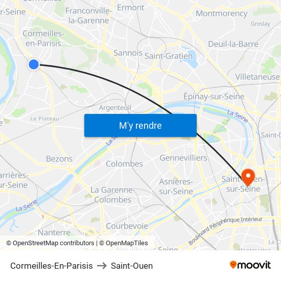 Cormeilles-En-Parisis to Saint-Ouen map