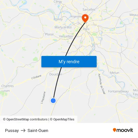 Pussay to Saint-Ouen map