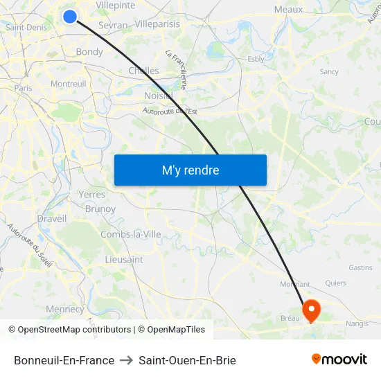 Bonneuil-En-France to Saint-Ouen-En-Brie map