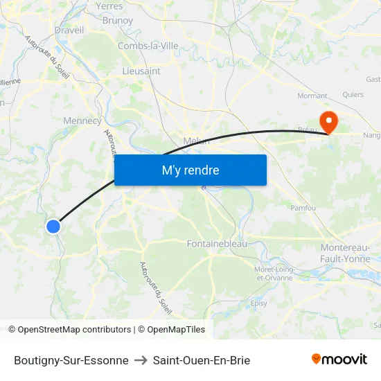 Boutigny-Sur-Essonne to Saint-Ouen-En-Brie map