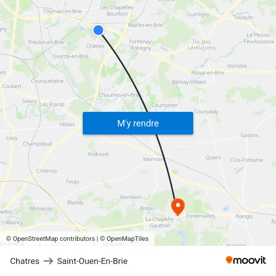 Chatres to Saint-Ouen-En-Brie map