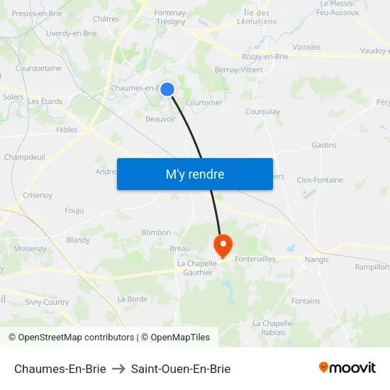 Chaumes-En-Brie to Saint-Ouen-En-Brie map