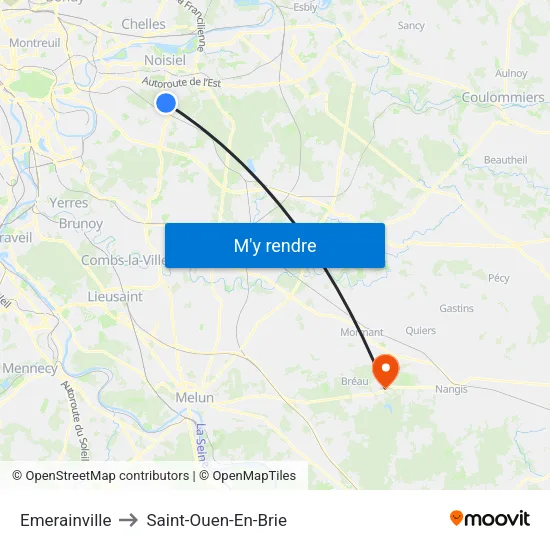 Emerainville to Saint-Ouen-En-Brie map