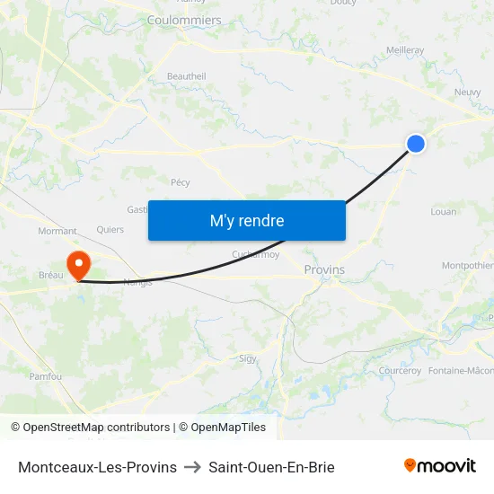 Montceaux-Les-Provins to Saint-Ouen-En-Brie map