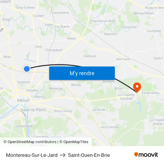 Montereau-Sur-Le-Jard to Saint-Ouen-En-Brie map