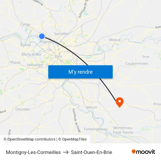 Montigny-Les-Cormeilles to Saint-Ouen-En-Brie map