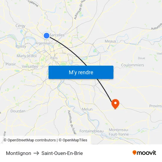 Montlignon to Saint-Ouen-En-Brie map