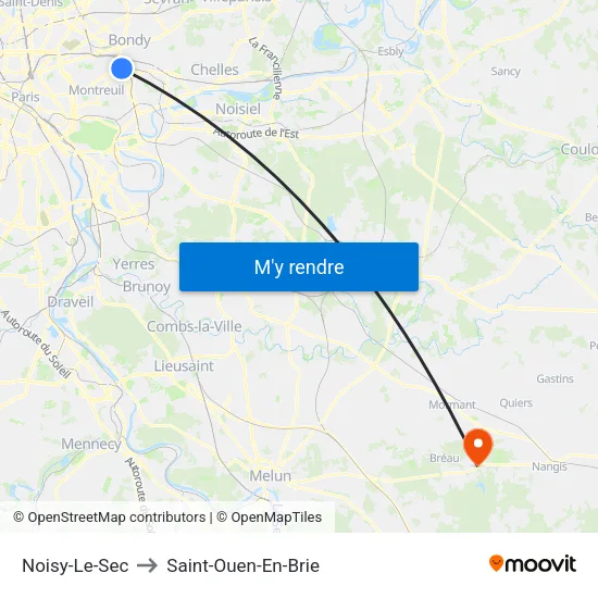 Noisy-Le-Sec to Saint-Ouen-En-Brie map