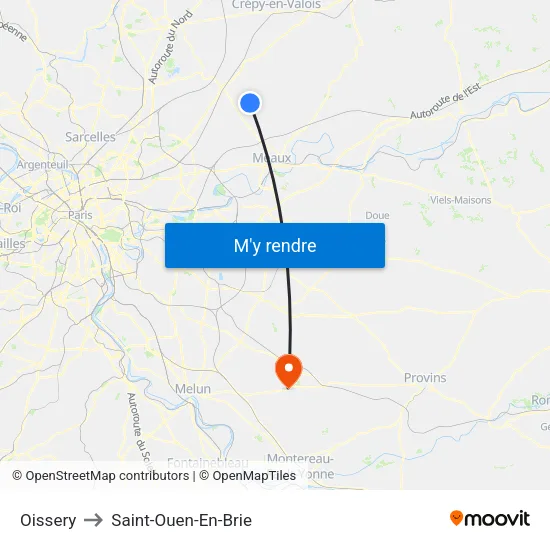 Oissery to Saint-Ouen-En-Brie map