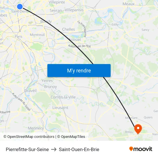 Pierrefitte-Sur-Seine to Saint-Ouen-En-Brie map