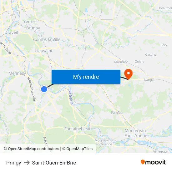 Pringy to Saint-Ouen-En-Brie map
