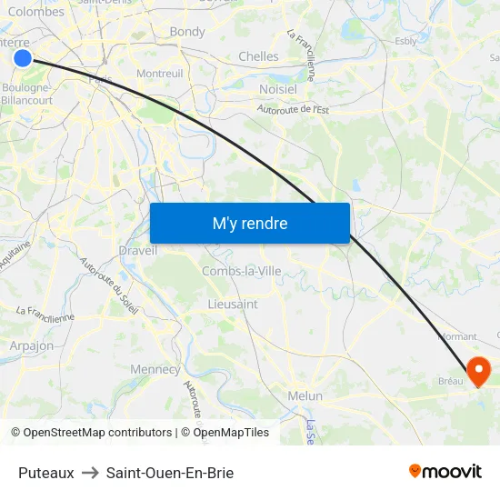 Puteaux to Saint-Ouen-En-Brie map