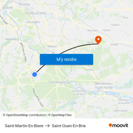 Saint-Martin-En-Biere to Saint-Ouen-En-Brie map