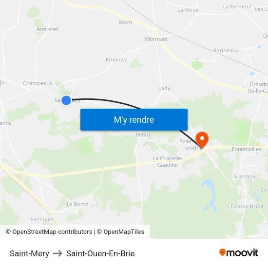 Saint-Mery to Saint-Ouen-En-Brie map
