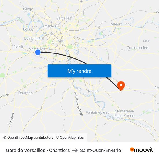 Gare de Versailles - Chantiers to Saint-Ouen-En-Brie map