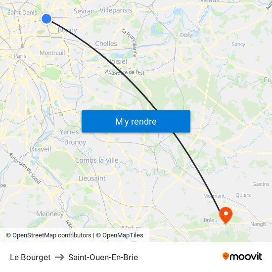 Le Bourget to Saint-Ouen-En-Brie map