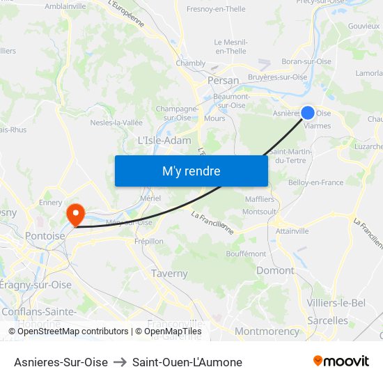 Asnieres-Sur-Oise to Saint-Ouen-L'Aumone map
