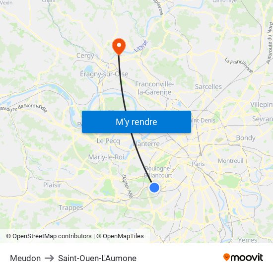 Meudon to Saint-Ouen-L'Aumone map