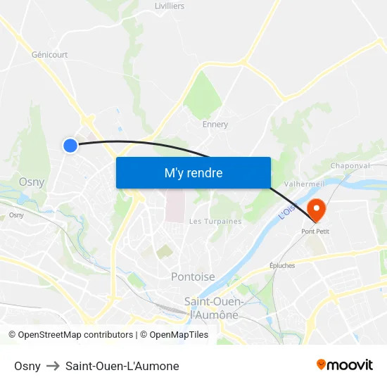 Osny to Saint-Ouen-L'Aumone map