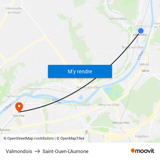 Valmondois to Saint-Ouen-L'Aumone map