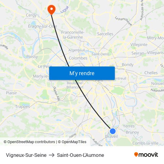 Vigneux-Sur-Seine to Saint-Ouen-L'Aumone map