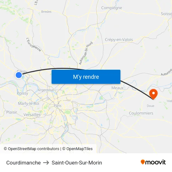 Courdimanche to Saint-Ouen-Sur-Morin map