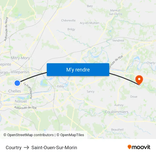 Courtry to Saint-Ouen-Sur-Morin map
