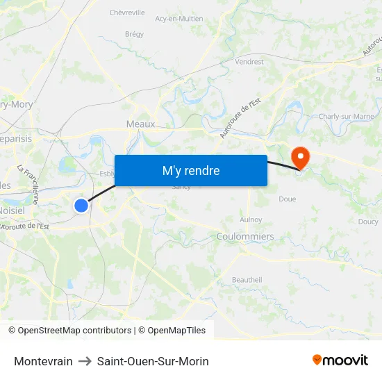 Montevrain to Saint-Ouen-Sur-Morin map