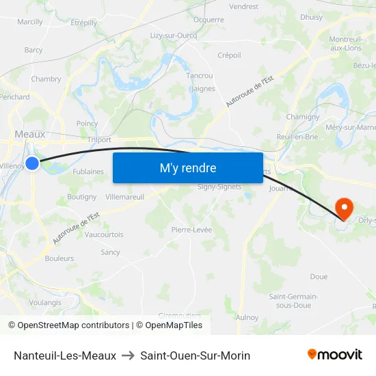 Nanteuil-Les-Meaux to Saint-Ouen-Sur-Morin map