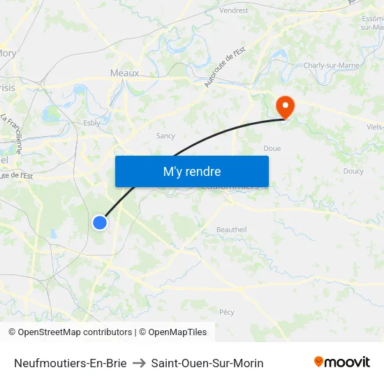 Neufmoutiers-En-Brie to Saint-Ouen-Sur-Morin map