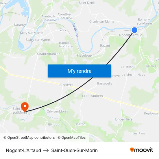 Nogent-L'Artaud to Saint-Ouen-Sur-Morin map