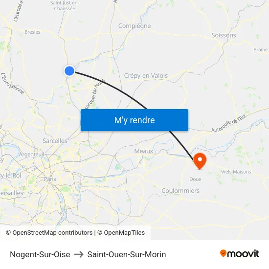 Nogent-Sur-Oise to Saint-Ouen-Sur-Morin map