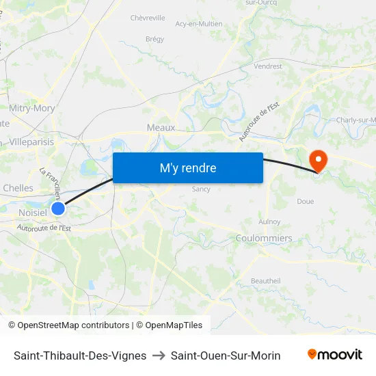 Saint-Thibault-Des-Vignes to Saint-Ouen-Sur-Morin map