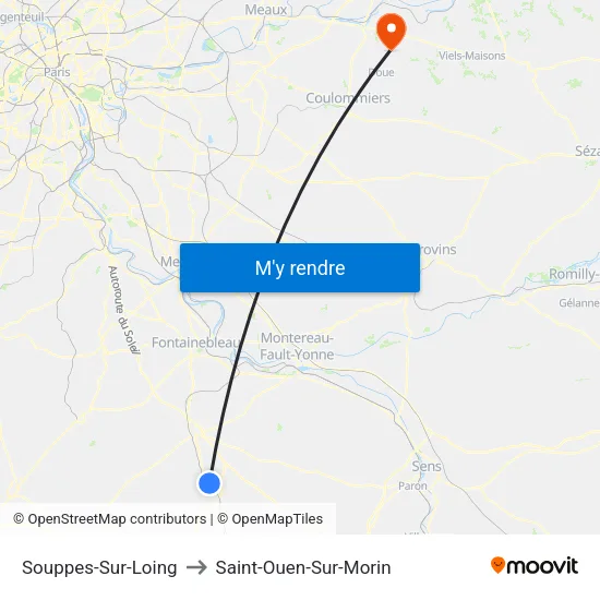 Souppes-Sur-Loing to Saint-Ouen-Sur-Morin map