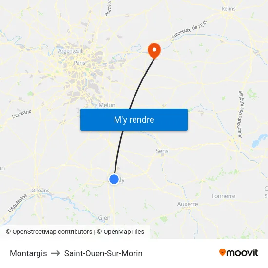 Montargis to Saint-Ouen-Sur-Morin map