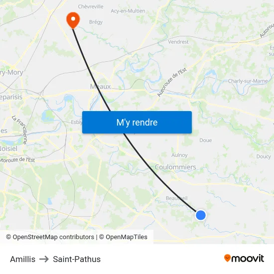 Amillis to Saint-Pathus map
