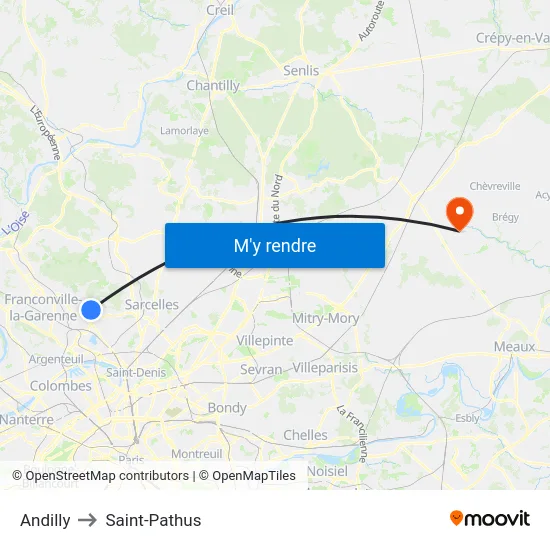 Andilly to Saint-Pathus map