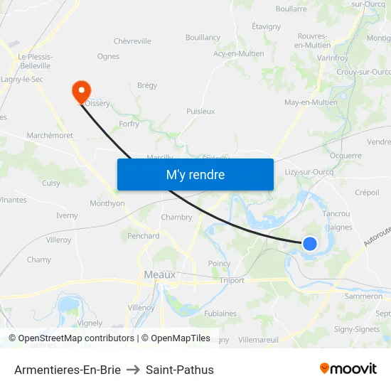 Armentieres-En-Brie to Saint-Pathus map