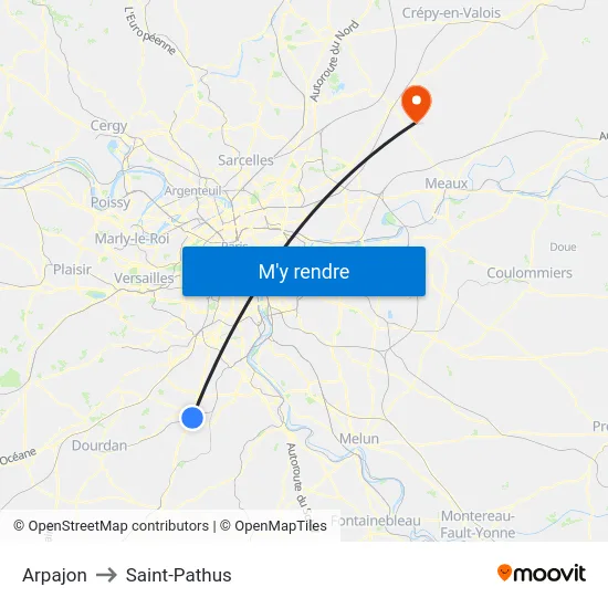 Arpajon to Saint-Pathus map