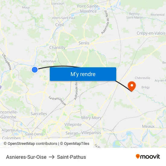 Asnieres-Sur-Oise to Saint-Pathus map