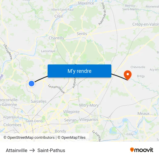 Attainville to Saint-Pathus map