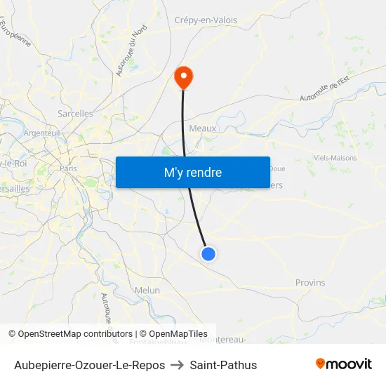 Aubepierre-Ozouer-Le-Repos to Saint-Pathus map