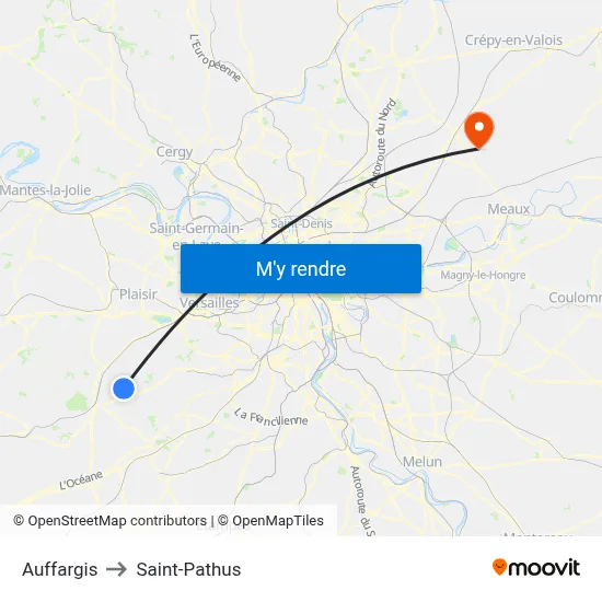 Auffargis to Saint-Pathus map
