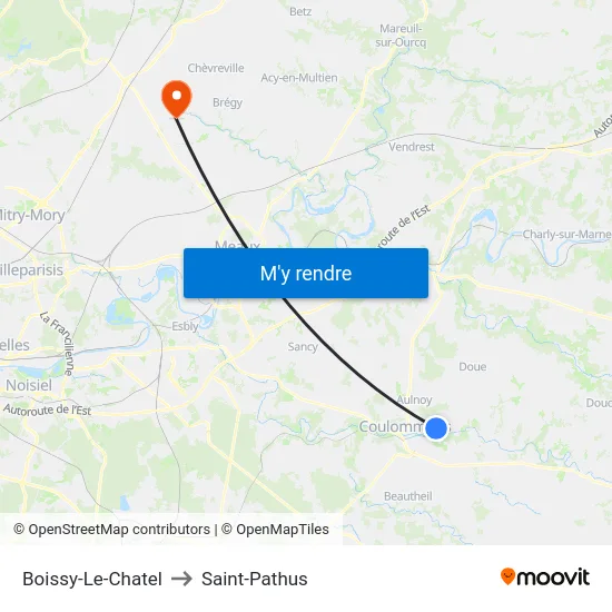 Boissy-Le-Chatel to Saint-Pathus map
