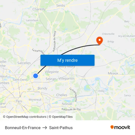 Bonneuil-En-France to Saint-Pathus map