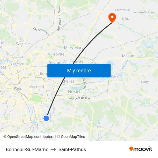 Bonneuil-Sur-Marne to Saint-Pathus map